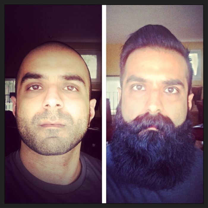 met en zonder baard